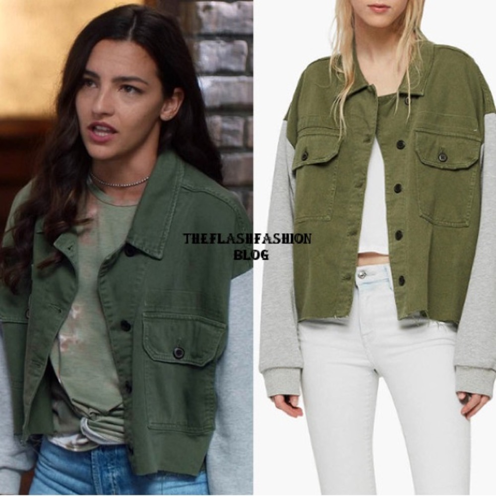 As seen on actress Allegra Garcia - All Saints Khaki Contrast Jacket